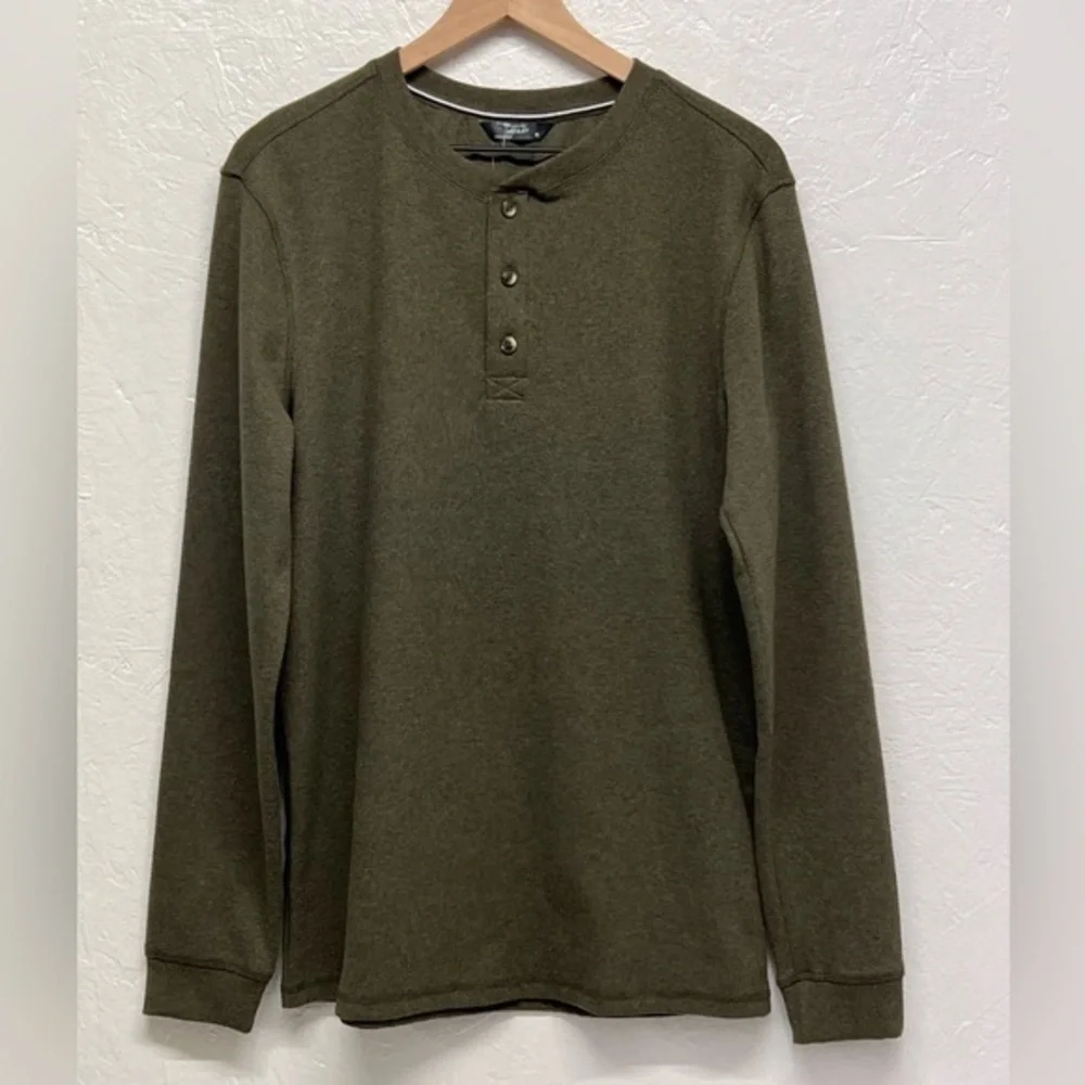 MEMBER'S Mark - Men's Waffle Knit Long Sleeve Thermal Henley Shirt - Green